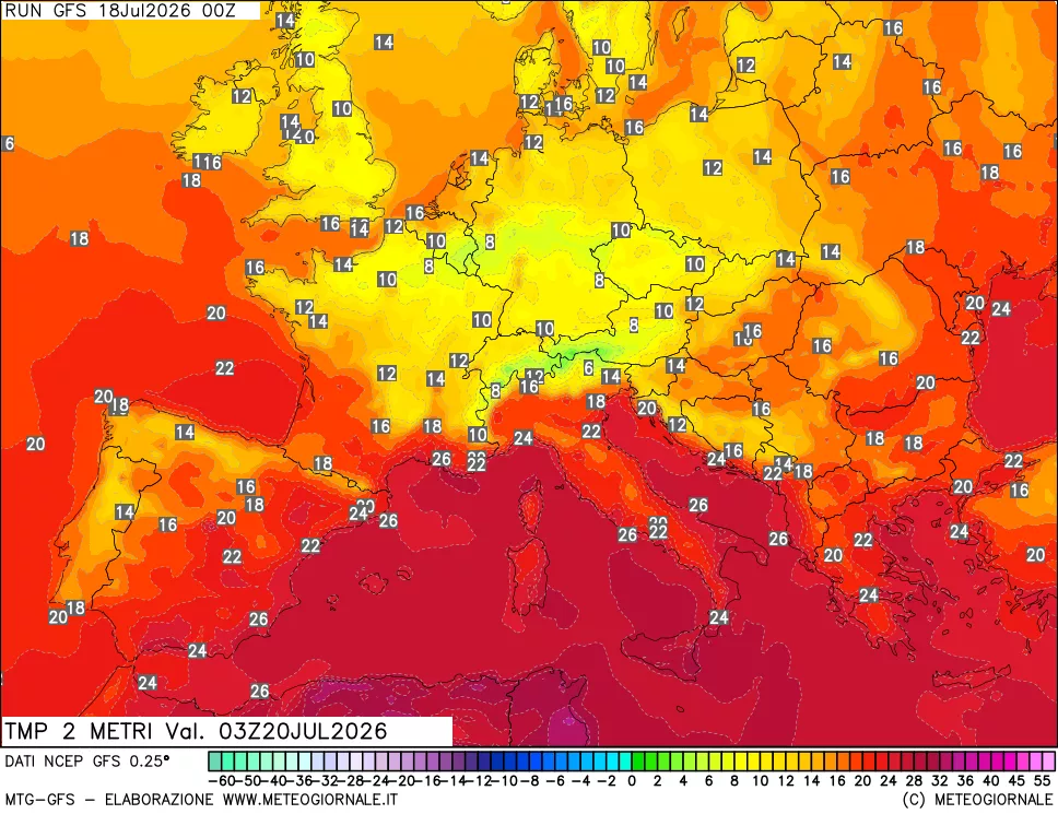 mappa Temp 2 metri