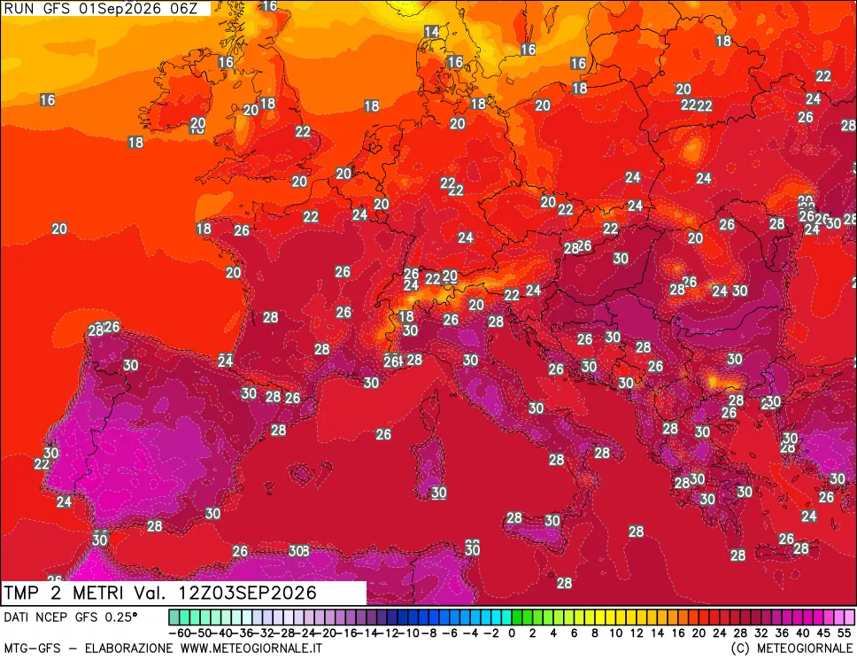 mappa Temp 2 metri