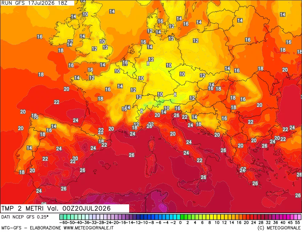 mappa Temp 2 metri