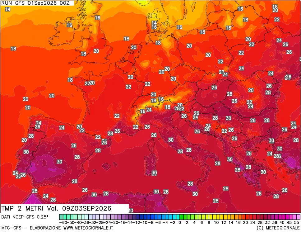 mappa Temp 2 metri