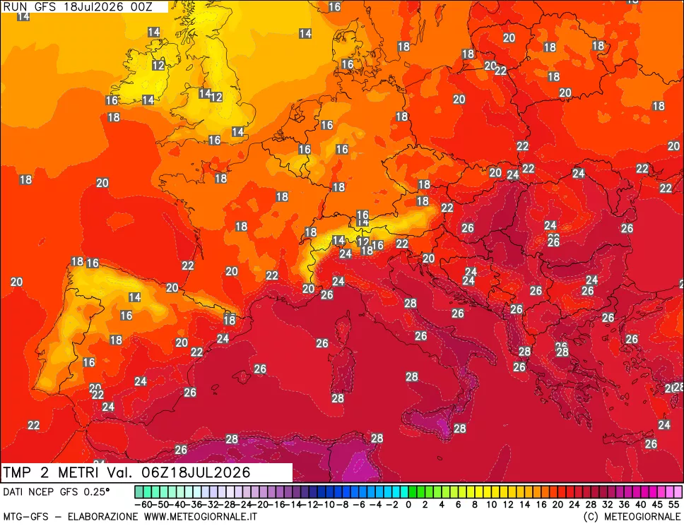 mappa Temp 2 metri