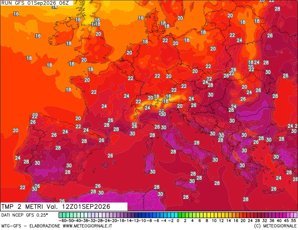 mappa Temp 2 metri