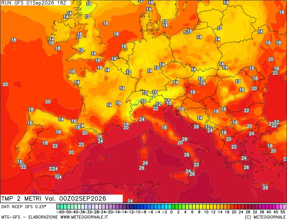mappa Temp 2 metri