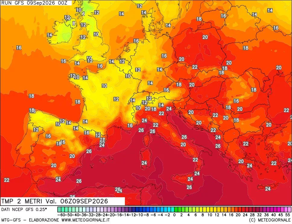 mappa Temp 2 metri