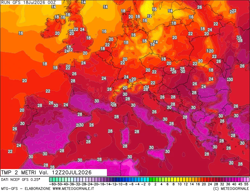 mappa Temp 2 metri