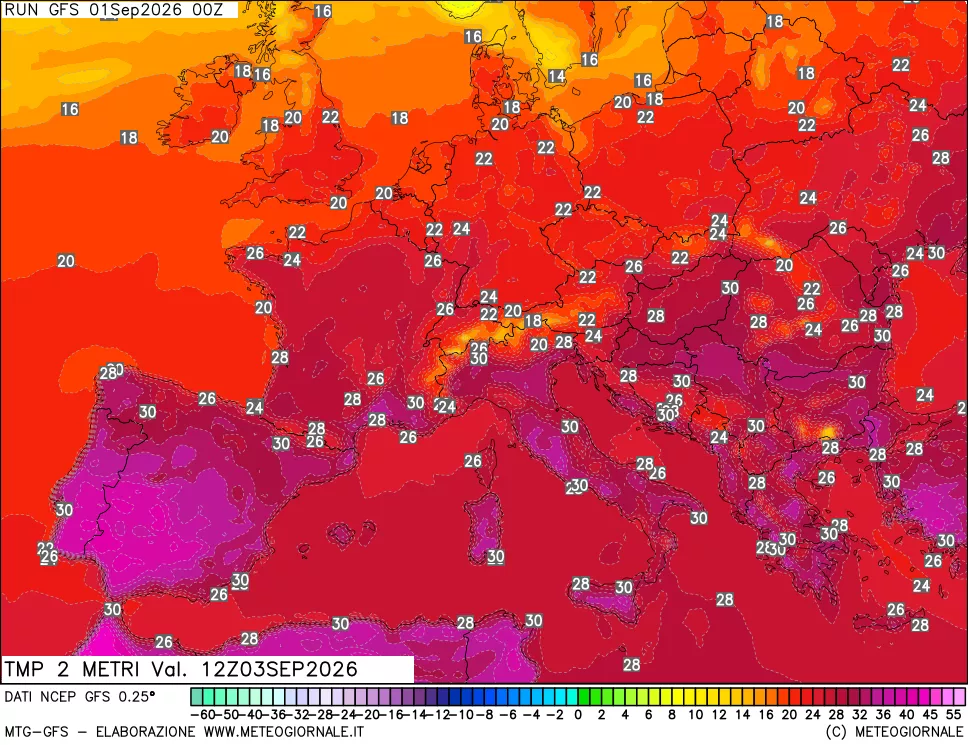 mappa Temp 2 metri
