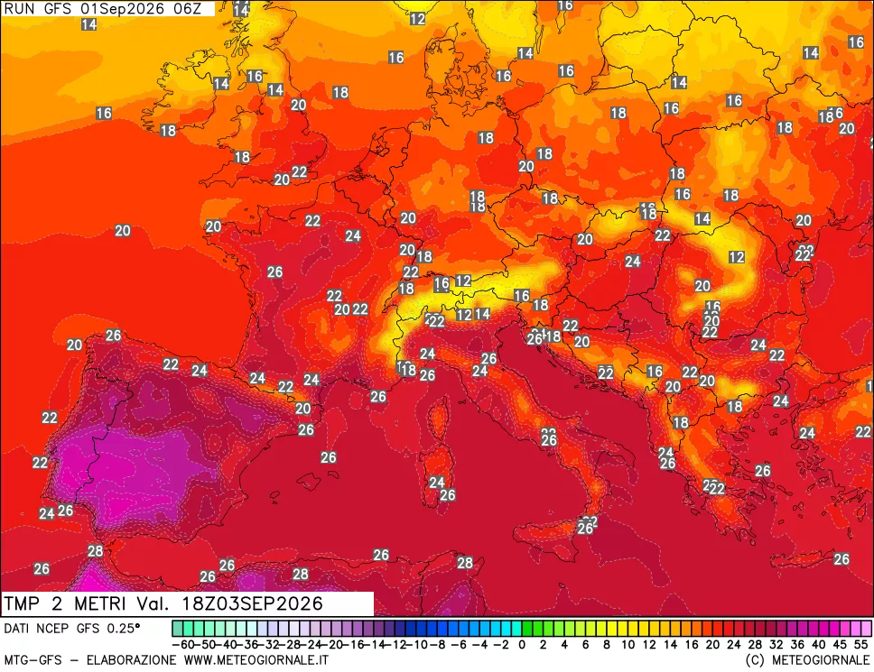 mappa Temp 2 metri