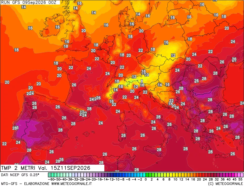 mappa Temp 2 metri
