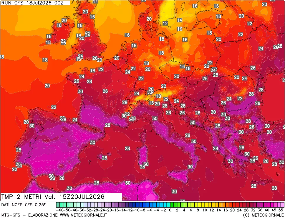 mappa Temp 2 metri