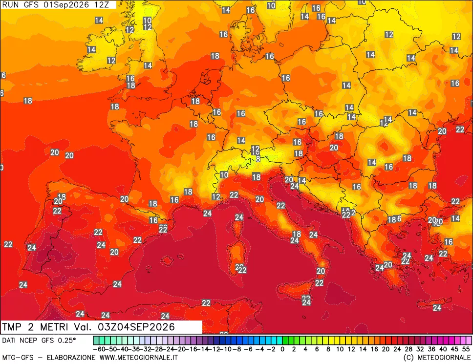 mappa Temp 2 metri
