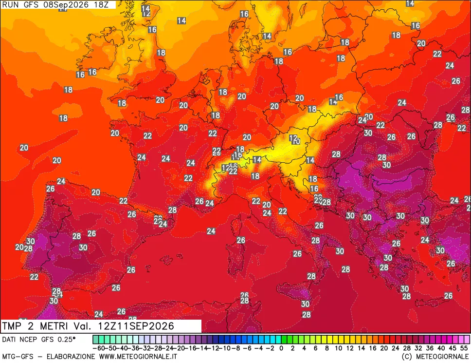 mappa Temp 2 metri