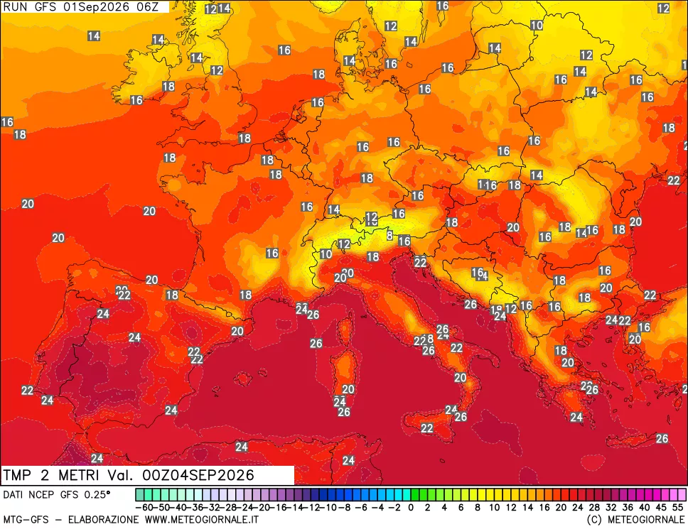 mappa Temp 2 metri