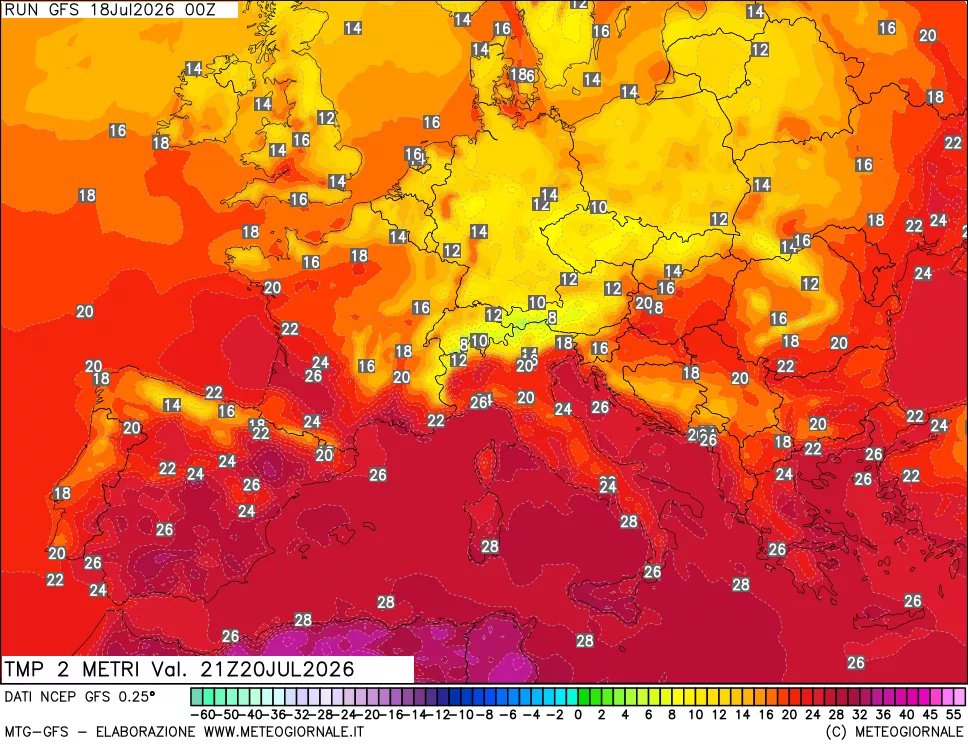 mappa Temp 2 metri
