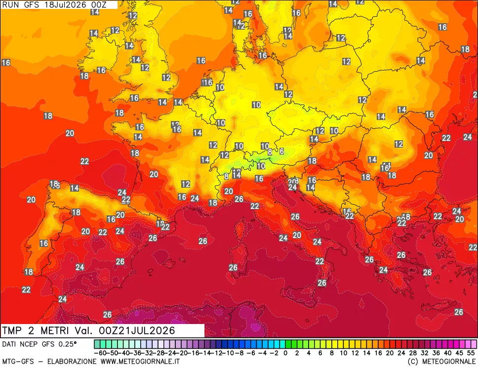 mappa Temp 2 metri