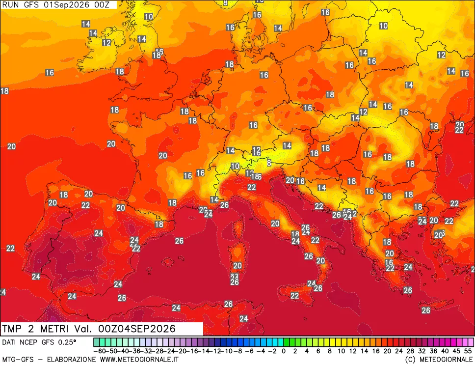 mappa Temp 2 metri