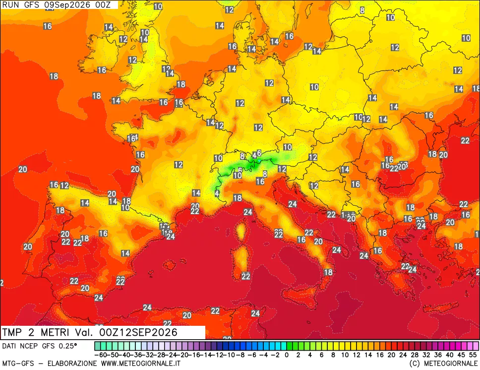 mappa Temp 2 metri