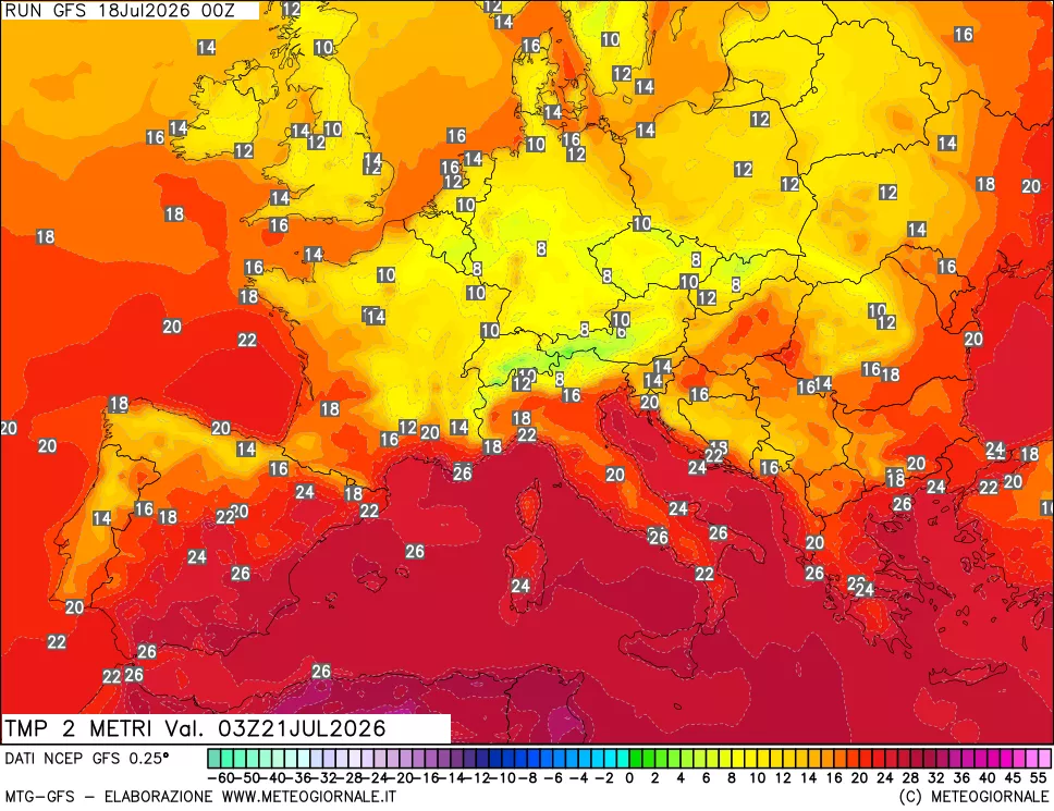 mappa Temp 2 metri