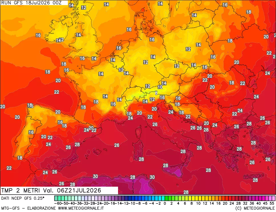 mappa Temp 2 metri