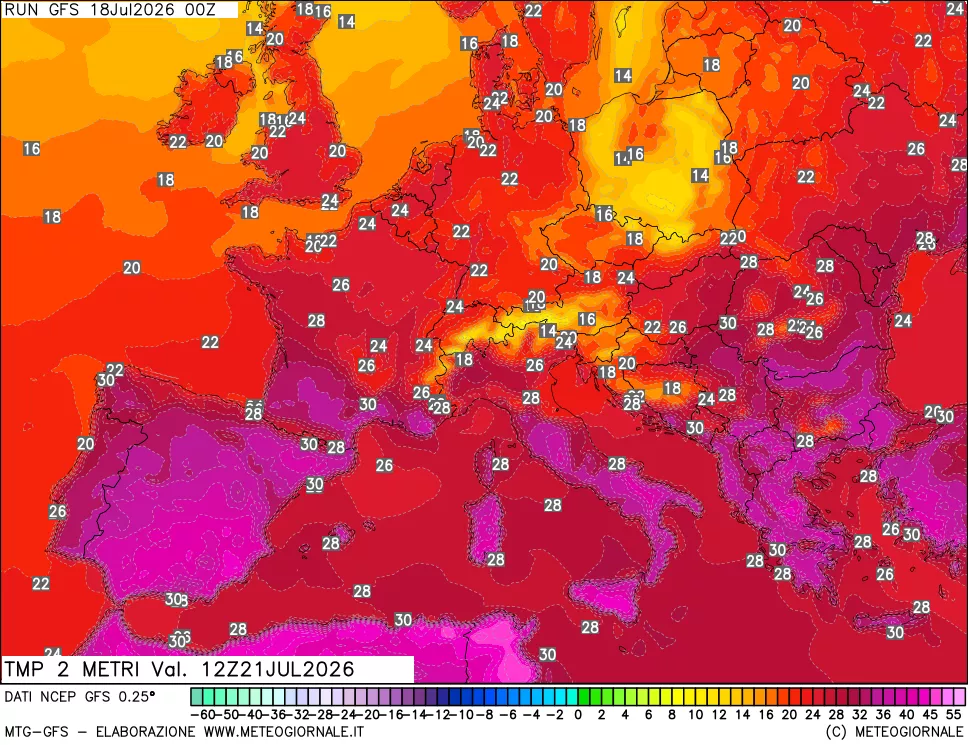 mappa Temp 2 metri
