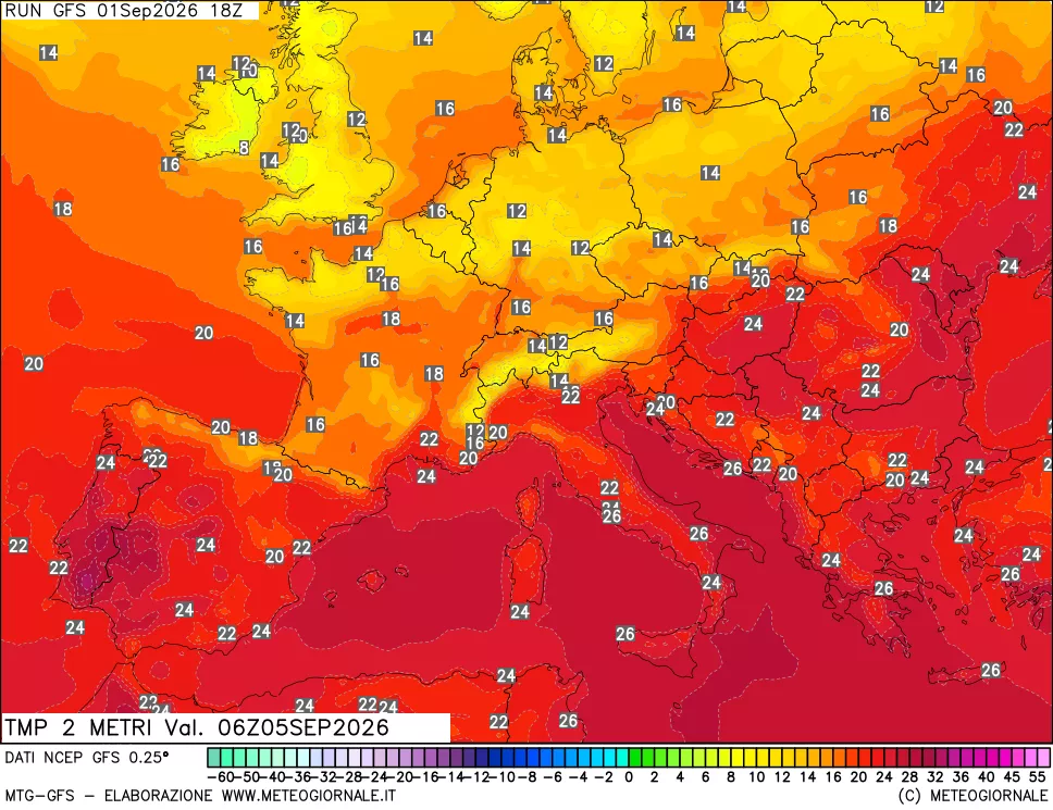 mappa Temp 2 metri