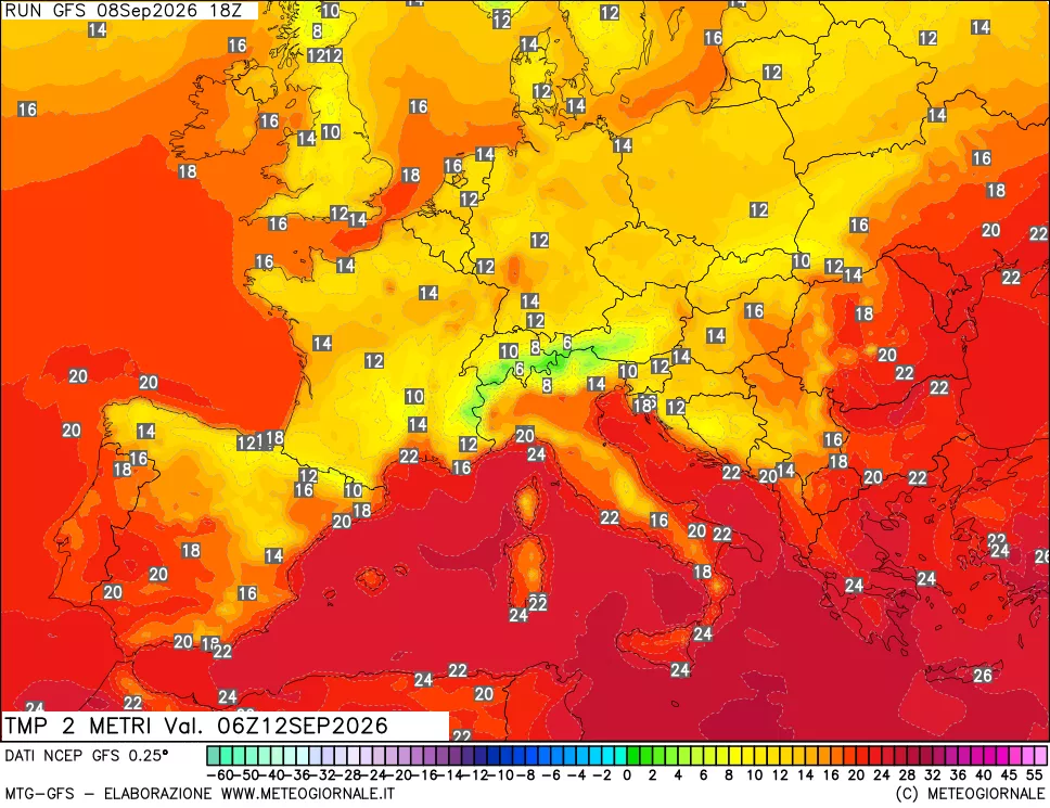 mappa Temp 2 metri