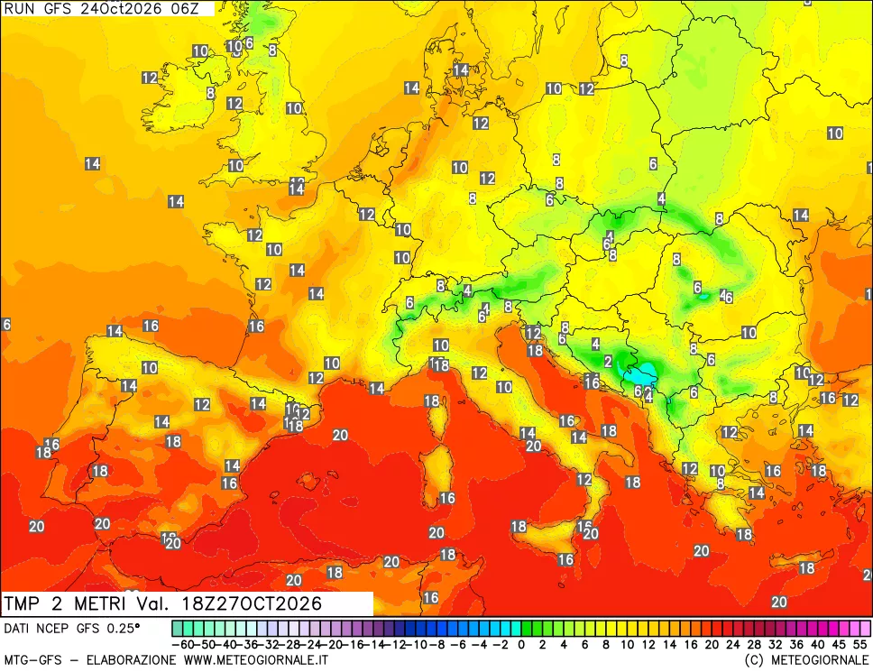 mappa Temp 2 metri
