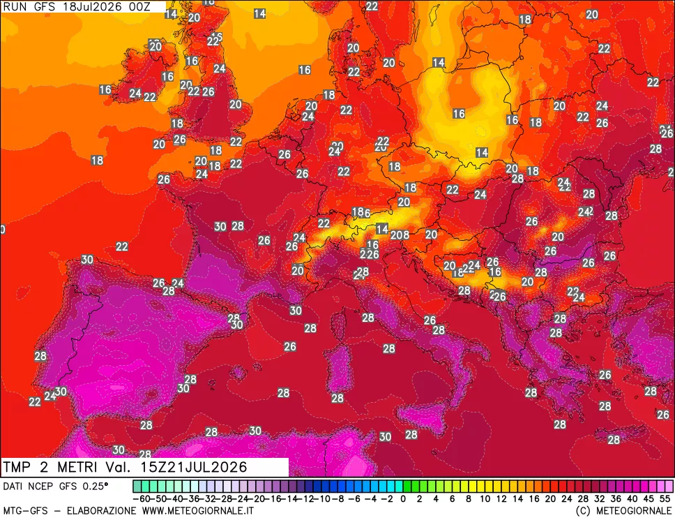 mappa Temp 2 metri