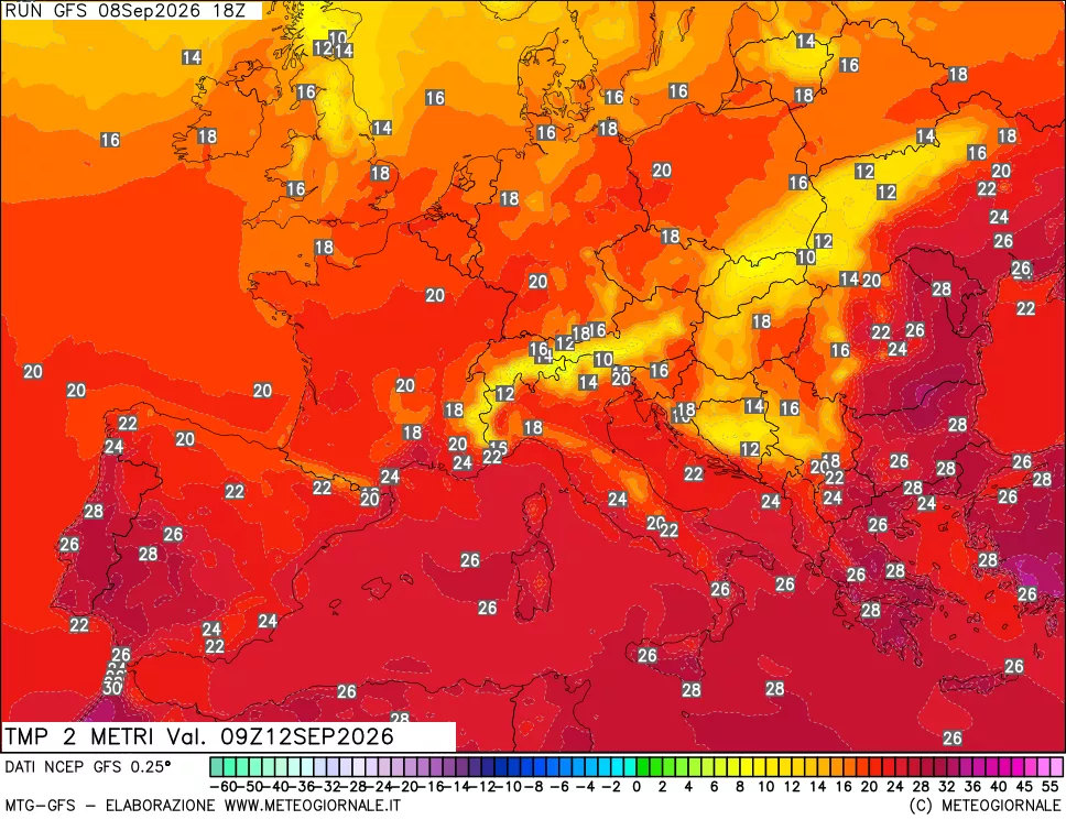 mappa Temp 2 metri