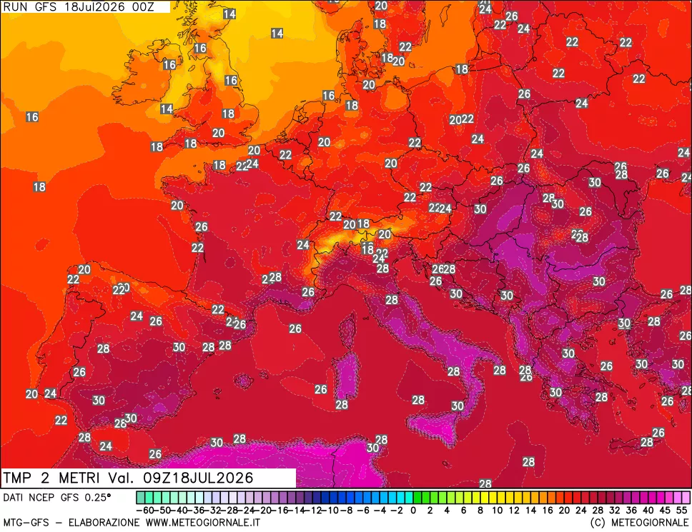 mappa Temp 2 metri