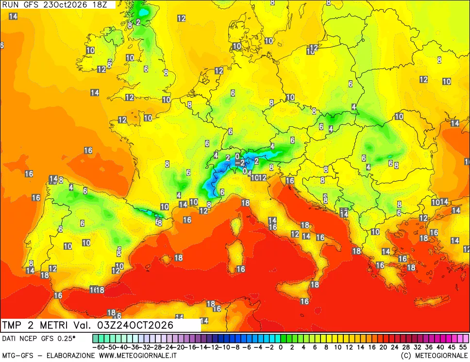 mappa Temp 2 metri
