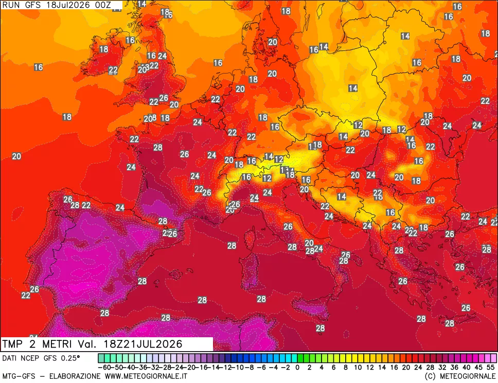 mappa Temp 2 metri