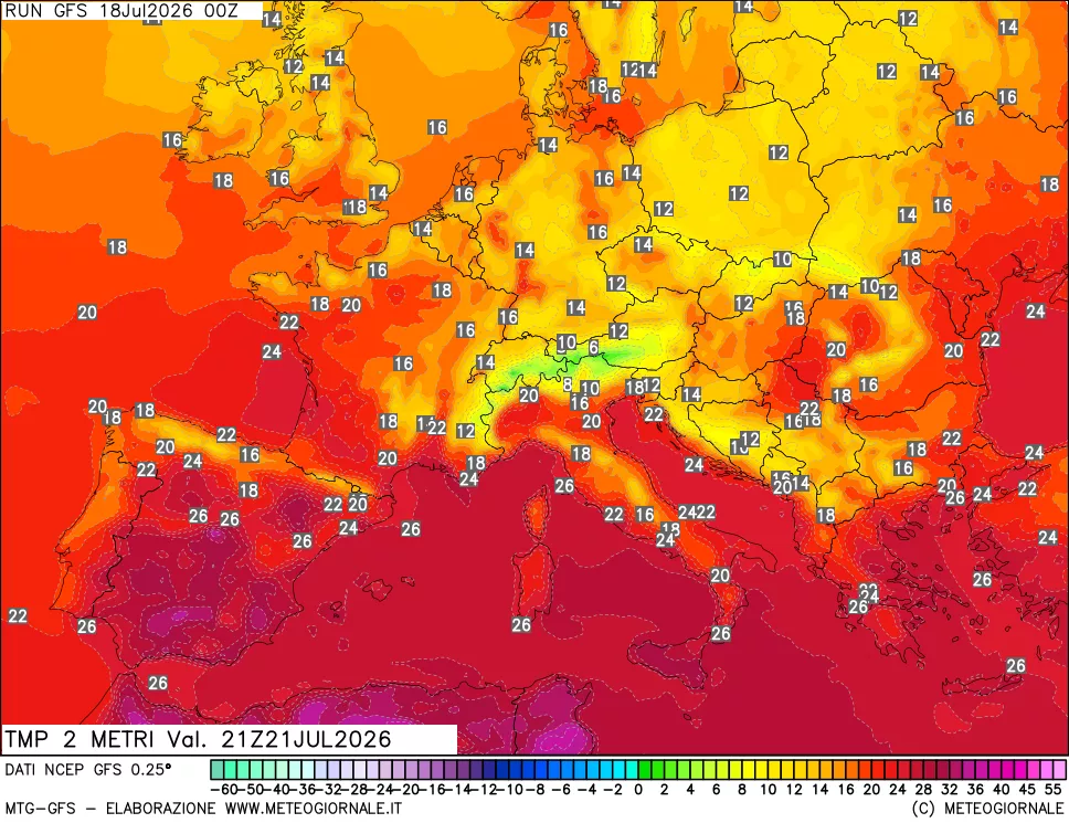 mappa Temp 2 metri