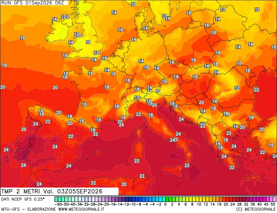 mappa Temp 2 metri