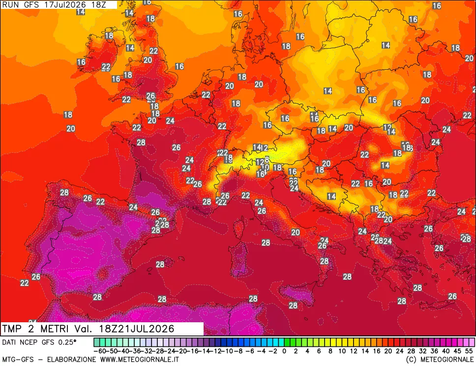 mappa Temp 2 metri