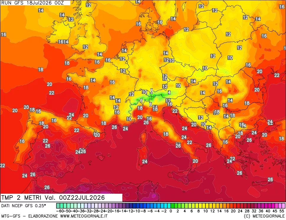 mappa Temp 2 metri