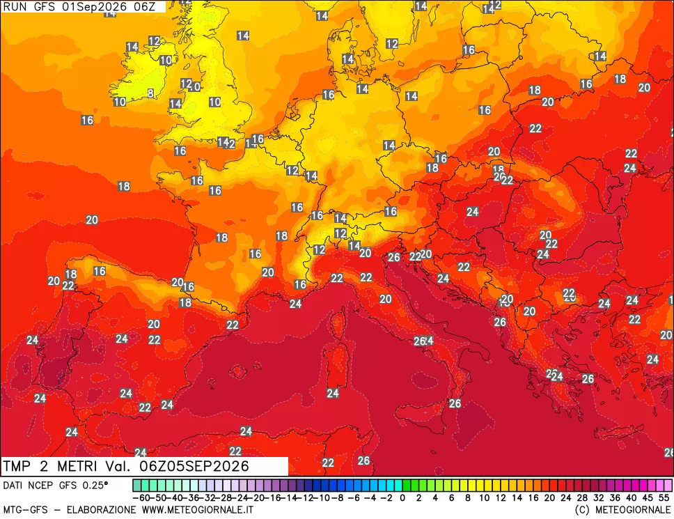mappa Temp 2 metri