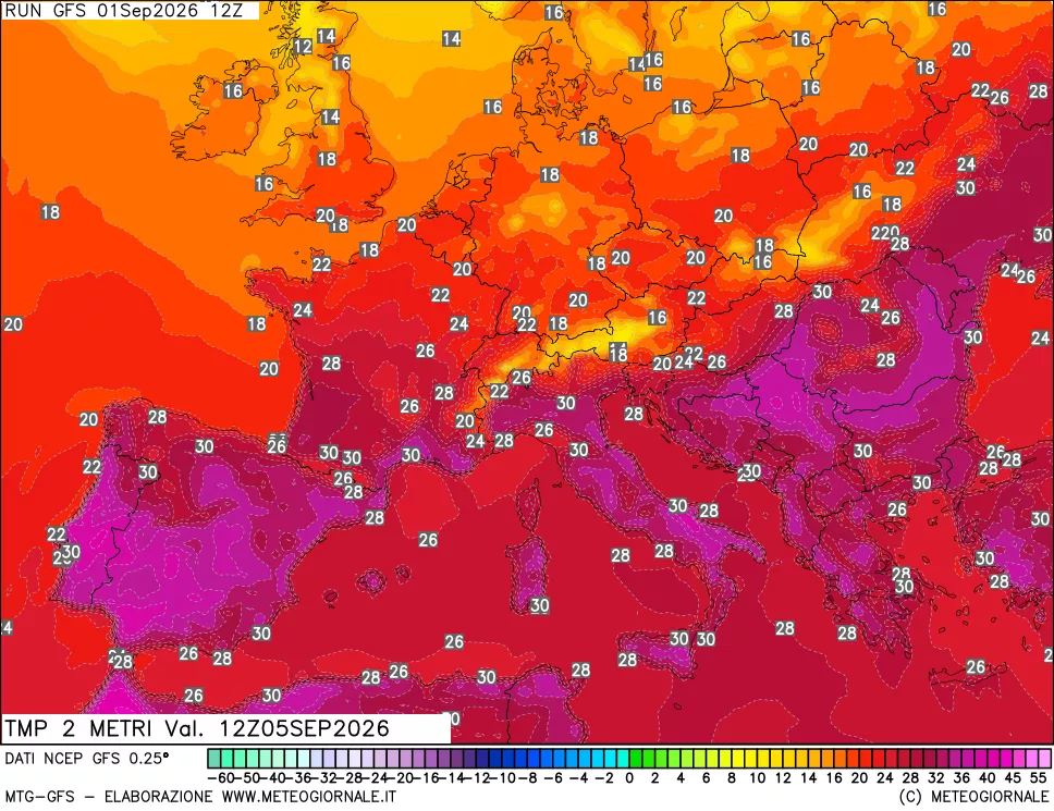 mappa Temp 2 metri