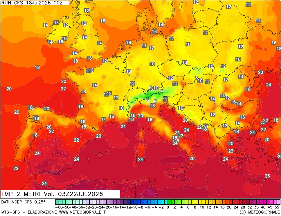 mappa Temp 2 metri