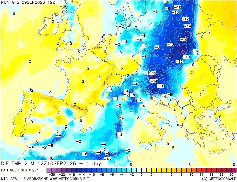 mappa Dif. Temp -24 ore