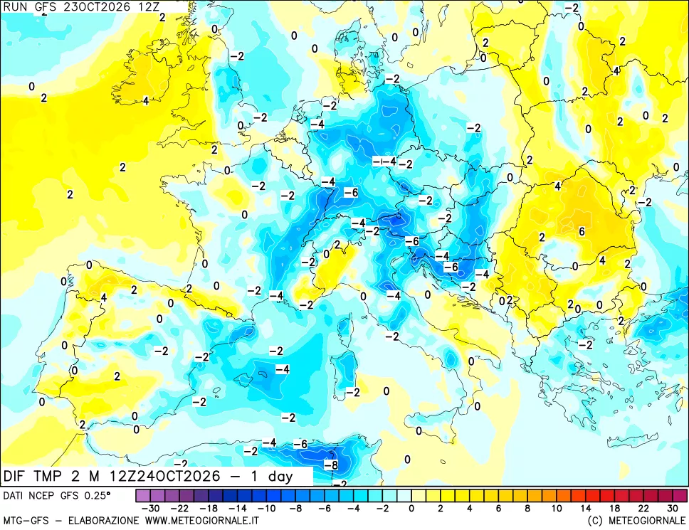 mappa Dif. Temp -24 ore