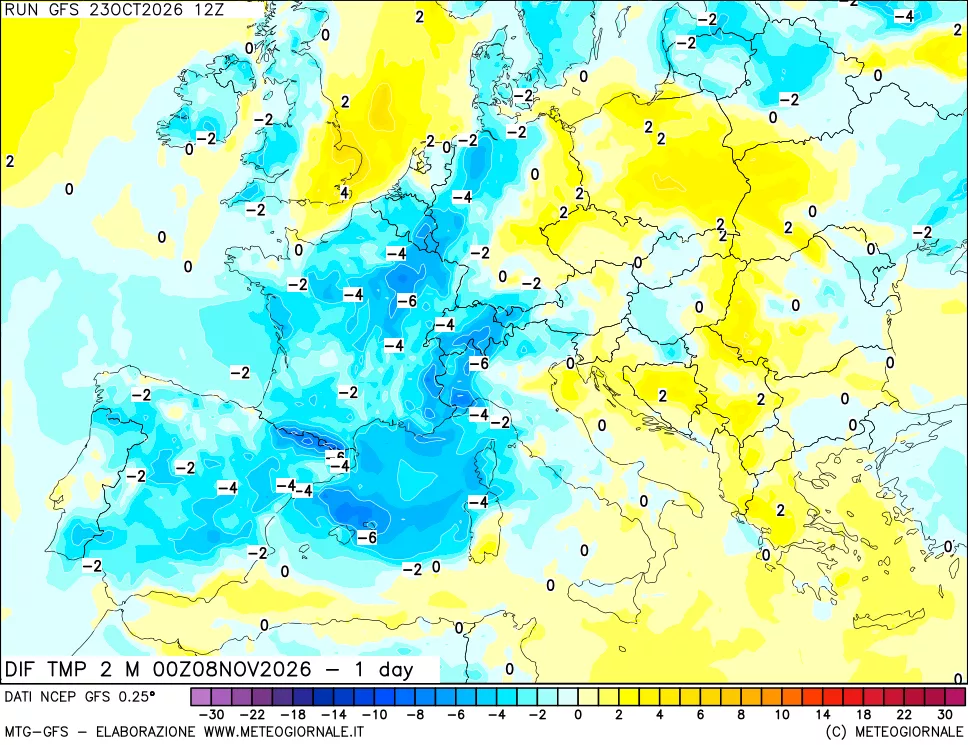 mappa Dif. Temp -24 ore