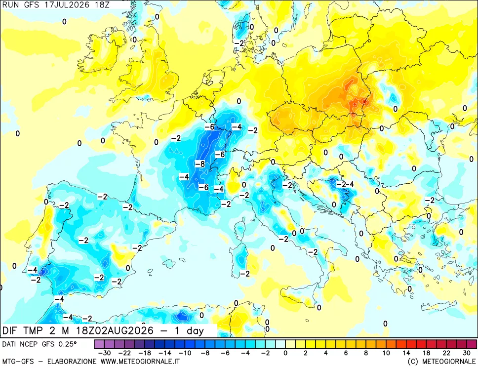 mappa Dif. Temp -24 ore