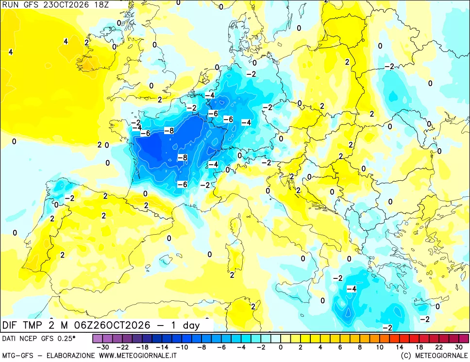 mappa Dif. Temp -24 ore