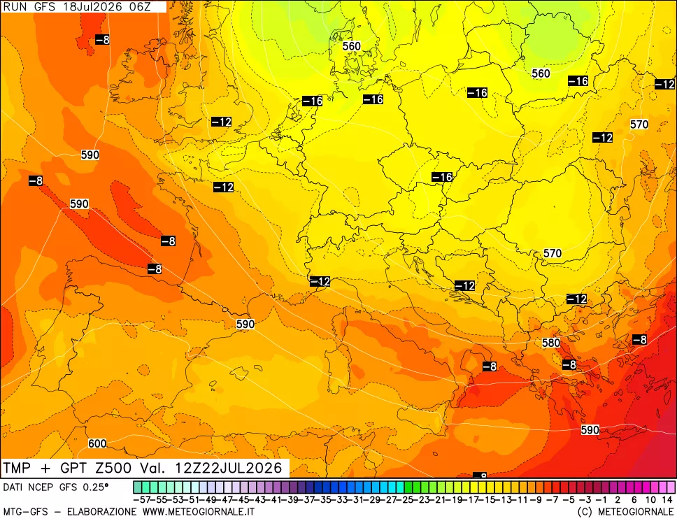 mappa 500 hPa Temp + GPT