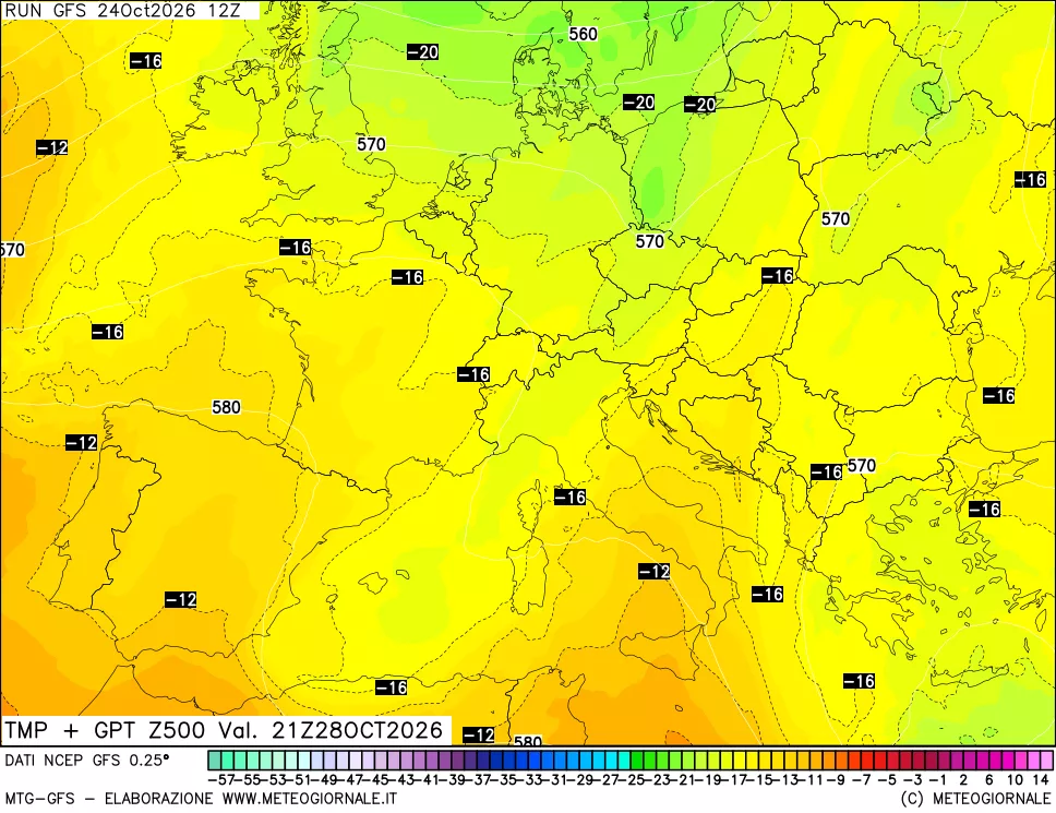 mappa 500 hPa Temp + GPT