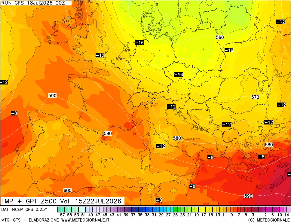 mappa 500 hPa Temp + GPT