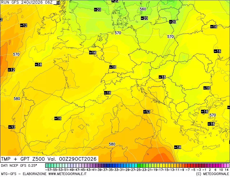 mappa 500 hPa Temp + GPT