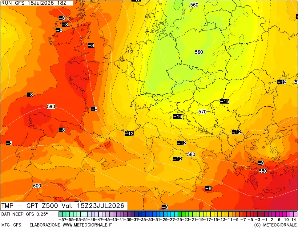 mappa 500 hPa Temp + GPT