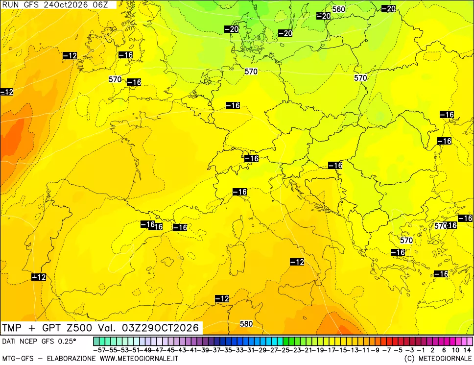 mappa 500 hPa Temp + GPT