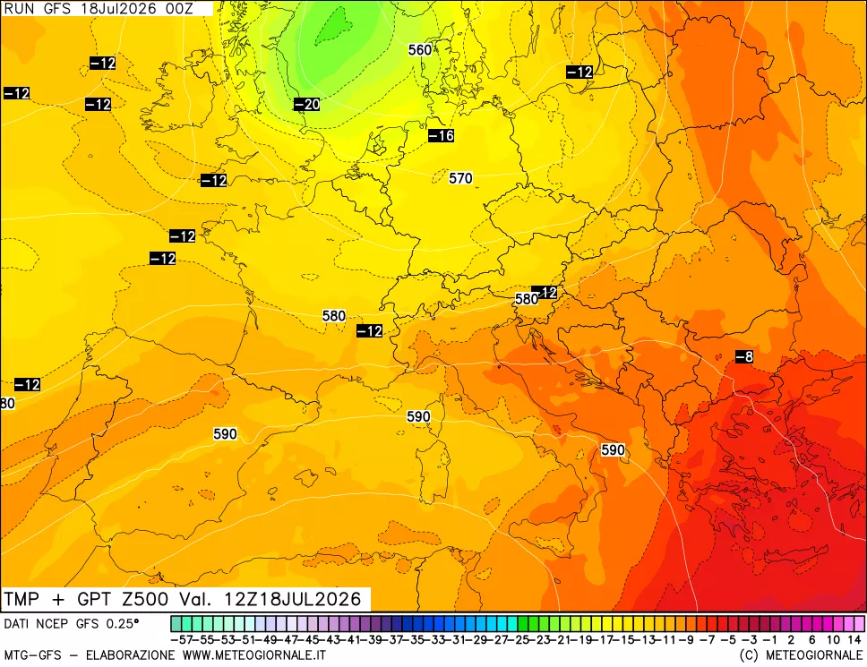 mappa 500 hPa Temp + GPT